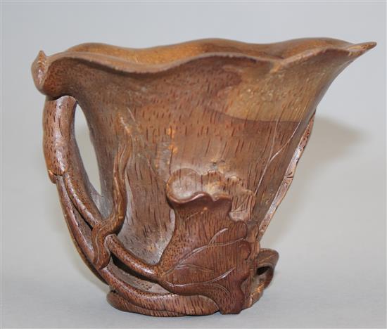 A Chinese bamboo libation cup, 10.5cm